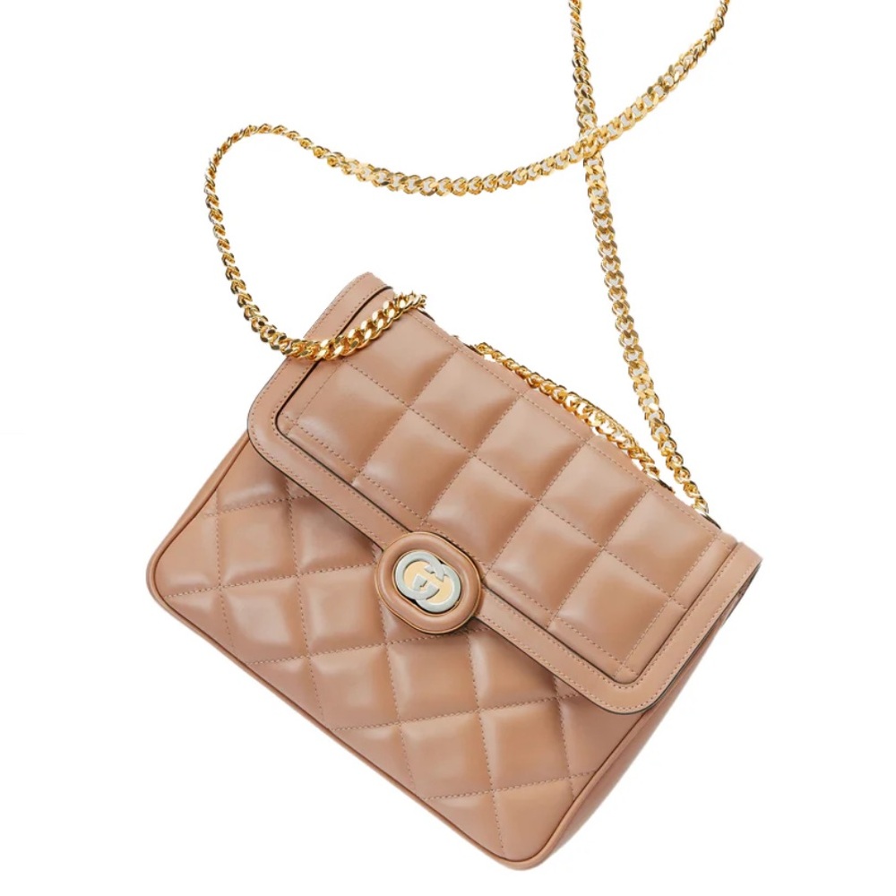 Beautiful Calfskin Quilted Deco Shoulder GUCCI BAG NWT